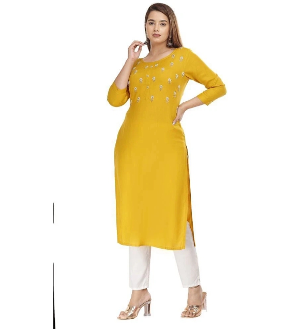 JC4U - Yellow Rayon Womens Straight Kurti ( Pack of 1 ) - None