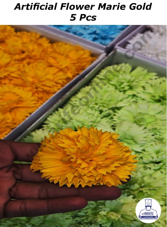 CAKE DECOR™ Scented MariGold Artificial Flower For Cake Decoration ( 5 Pcs pack )-YELLOW