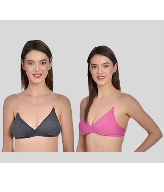 AIMLY - Pink Cotton Blend Non Padded Womens T-Shirt Bra ( Pack of 2 ) - None