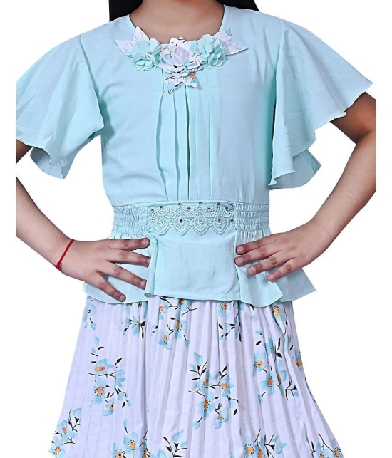 Arshia Fashions - Blue Polyester Girls Top With Skirt ( ) - None