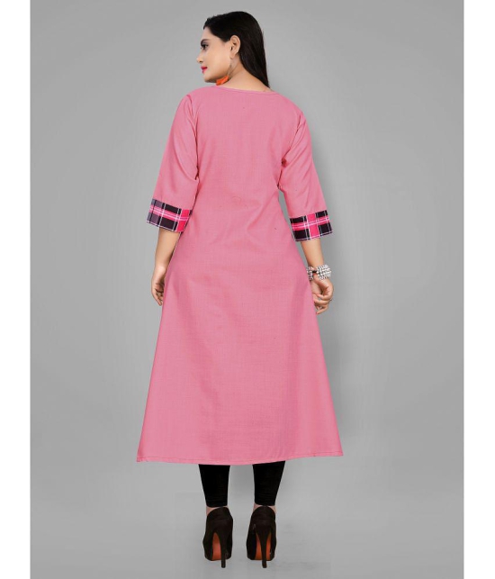 RIAANA - Pink Cotton Blend Women's Front Slit Kurti ( Pack of 1 ) - None