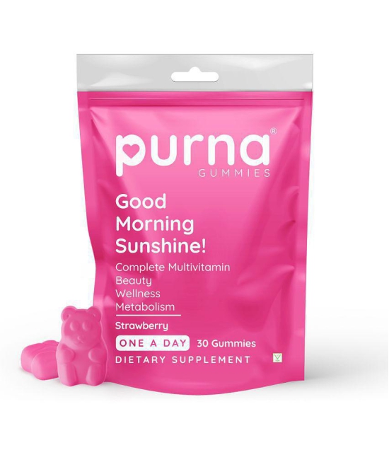 Purna Gummies Multivitamin Strawberry Gummies for Adults & Kids, Immunity Booster