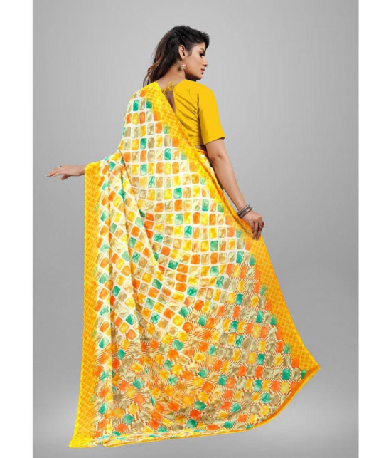 Sitanjali - Yellow Georgette Saree With Blouse Piece ( Pack of 1 ) - Yellow