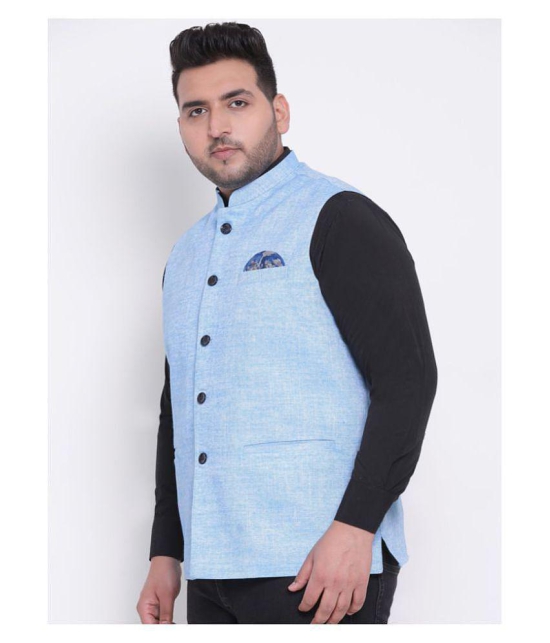 Hangup Blue Linen Nehru Jacket - None