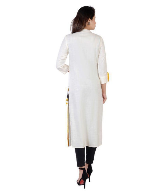 Kbz White Rayon Straight Kurti - XXL