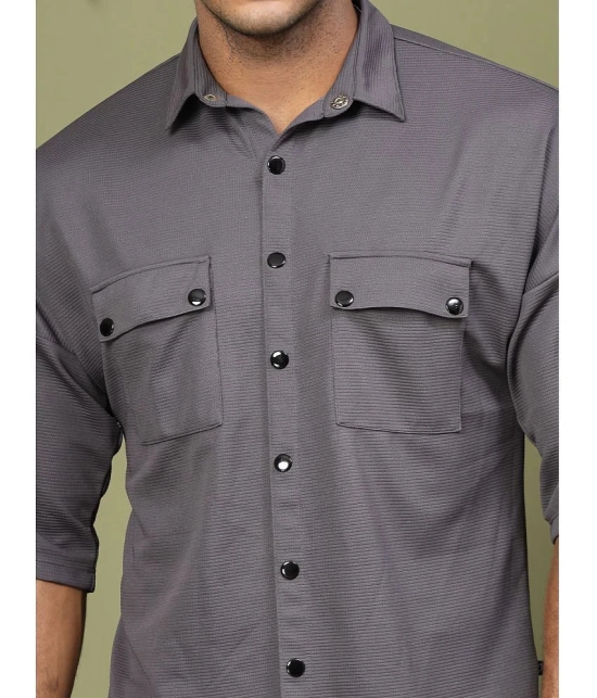 Rigo Polyester Oversized Fit Striped Half Sleeves Mens Casual Shirt - Charcoal ( Pack of 1 ) - None