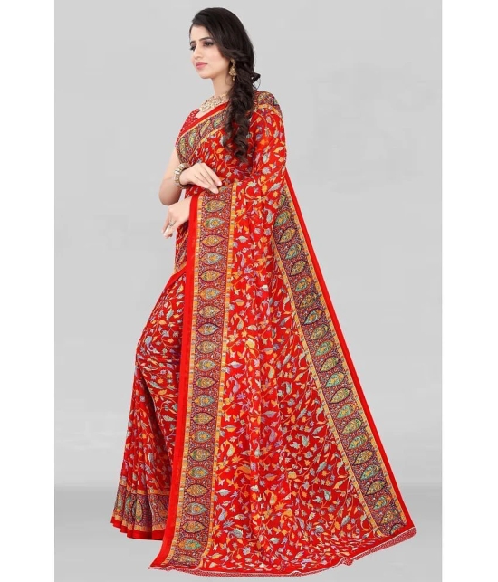 LEELAVATI - Red Georgette Saree With Blouse Piece ( Pack of 1 ) - Red