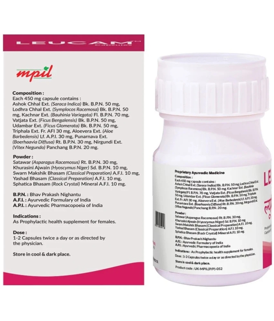 Mpil Wellness Leucam Capsule For PCOD & PCOSAyurvedic Supplement For Women60 Cap15 Days