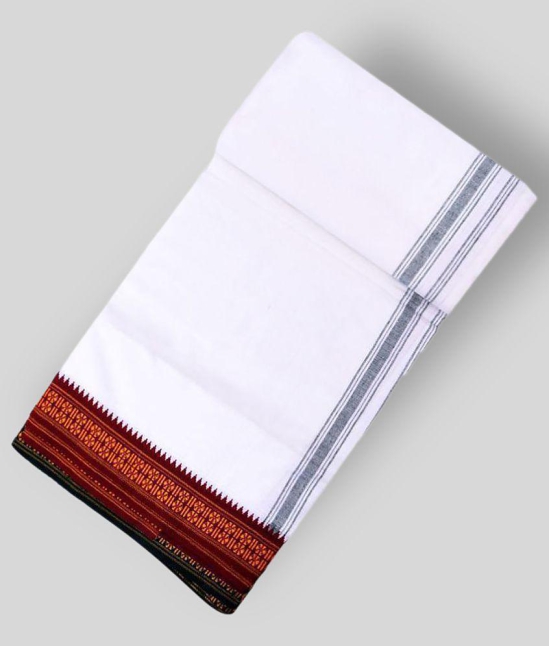 Akhil - White Cotton Men's Lungi ( Pack of 1 ) - Free size