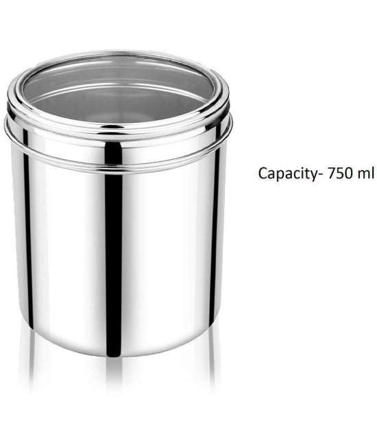 Dynore - 750 ml canisters Steel Silver Utility Container ( Set of 1 ) - Silver