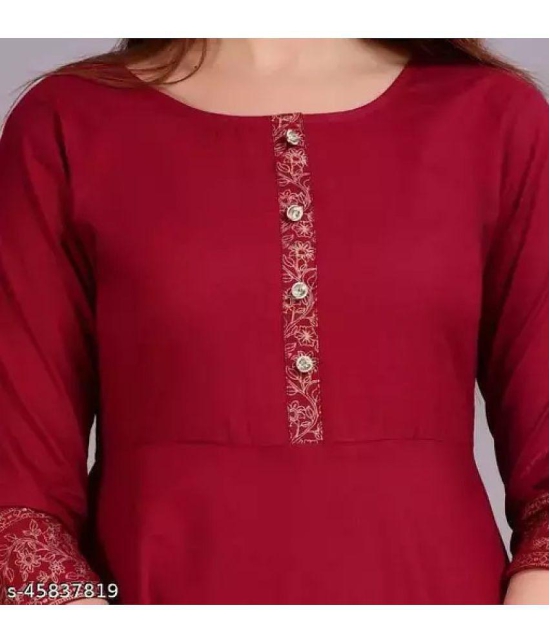 Smien - Maroon Rayon Women''s Anarkali Kurti ( Pack of 1 ) - None