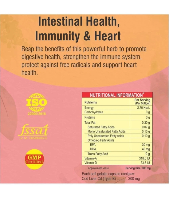 Shreys Cod Liver Oil for Immunity & Healthy Heart 100 no.s Minerals Softgel