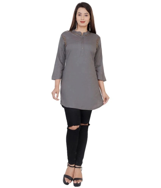 JC4U - Grey Rayon Womens Straight Kurti ( Pack of 1 ) - None