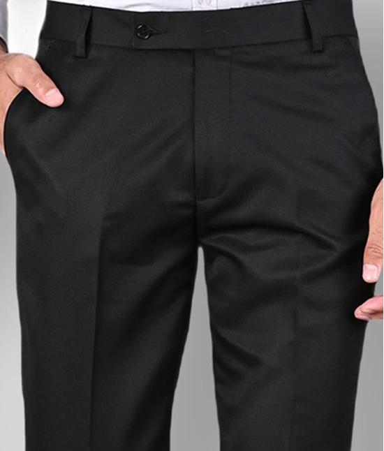 MANCREW - Black Polycotton Slim - Fit Mens Formal Pants ( Pack of 2 ) - None