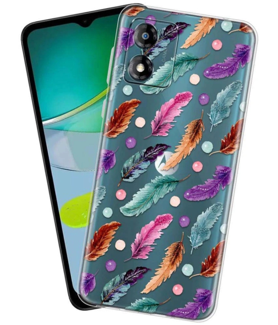 NBOX - Multicolor Silicon Printed Back Cover Compatible For motorola E13 ( Pack of 1 )