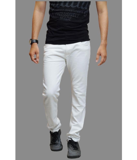 HALOGEN - White Cotton Blend Slim Fit Mens Jeans ( Pack of 1 ) - None