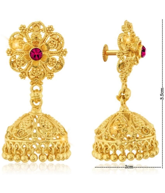 VIVASTRI Golden Jhumki Earrings ( Pack of 1 ) - Golden