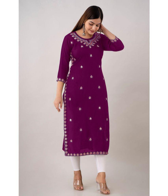 Kapadia - Magenta Rayon Womens Straight Kurti ( Pack of 1 ) - None