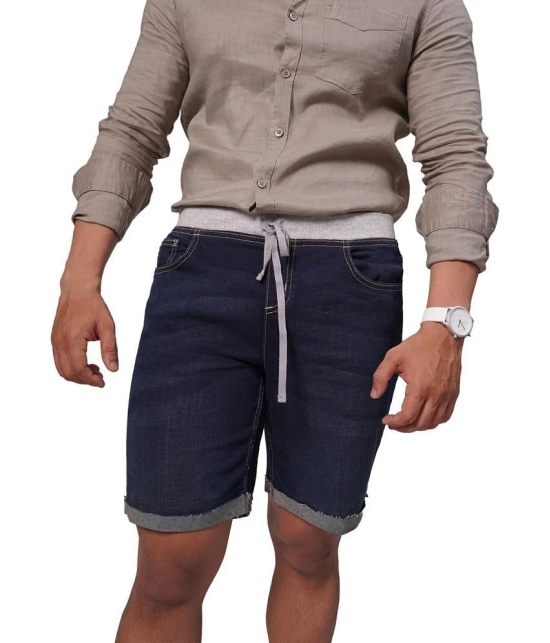 Radprix Navy Cotton Mens Denim Shorts ( Pack of 1 ) - None