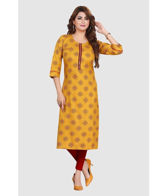 Meher Impex - Gold Cotton Women''s Straight Kurti ( Pack of 1 ) - None