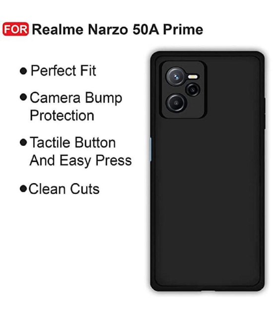 Case Vault Covers - Black Silicon Plain Cases Compatible For Realme Narzo 50A Prime ( Pack of 1 ) - Black