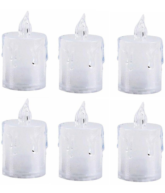 TINUMS - Off White LED Tea Light Candle 8 cm ( Pack of 6 )