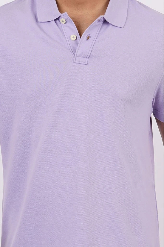 Men's Lavender Solid Polo T-Shirt