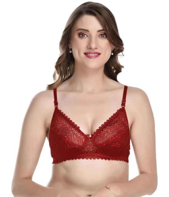 Kiran Enterprises Red Net Non Padded Womens Everyday Bra ( Pack of 2 ) - None