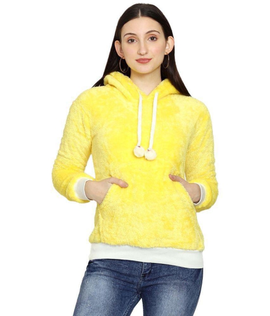 PPTHEFASHIONHUB Faux Fur Women''s Hooded Sweatshirt ( Yellow ) - None