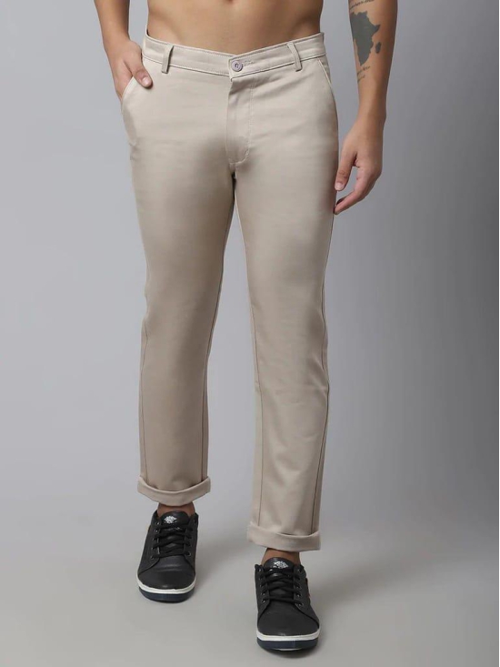 Rodamo  Men Beige Slim Fit Casual Trouser