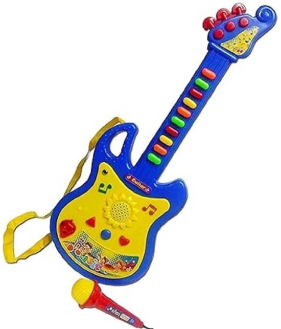 Sevriza® Boys and Girls Plastic 3 to 15 Years Learning to Play Guitar Musical Toy with Microphone Toy (Multi Color)