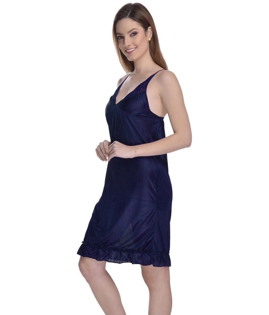 Madam - Blue Satin Womens Nightwear Nighty & Night Gowns ( Pack of 1 ) - None