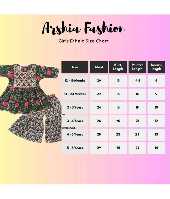 Arshia Fashions Baby Girls Jaipuri Print Frock Style Kurti with Frill Sleeves and Palazzo Style Salwar Ethnic Dress - None