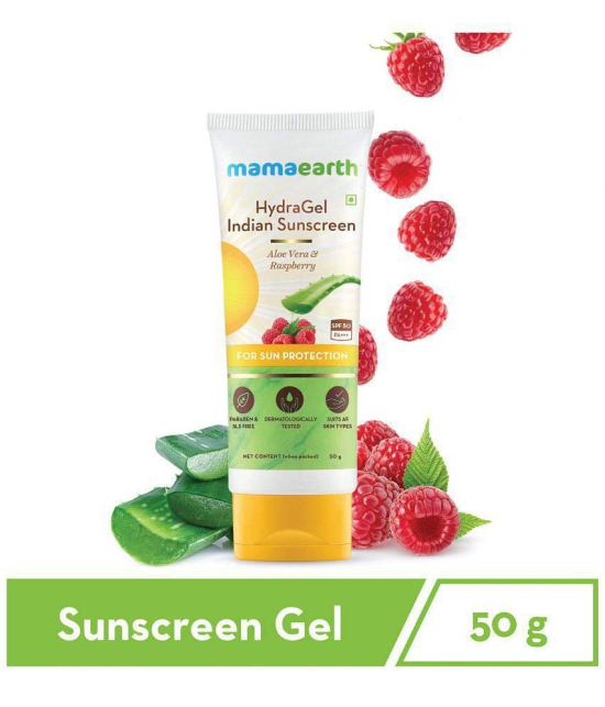 Mamaearth HydraGel Indian Sunscreen SPF 50, With Aloe Vera & Raspberry, for Sun Protection - 50g