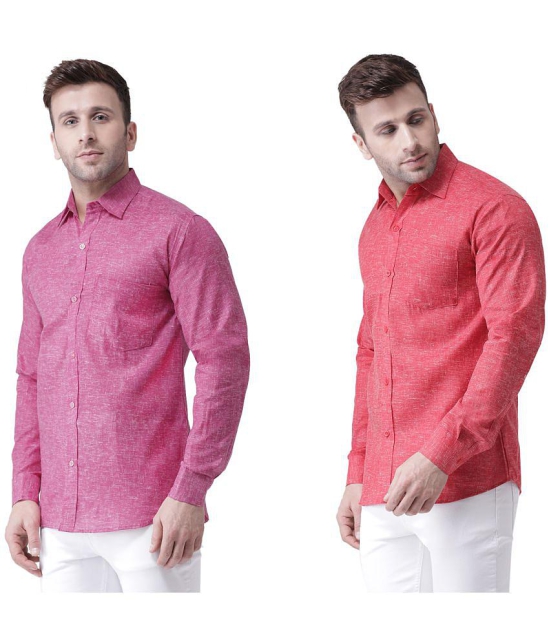 KLOSET By RIAG 100% Cotton Regular Fit Self Design Full Sleeves Men's Casual Shirt - Maroon ( Pack of 2 ) - None