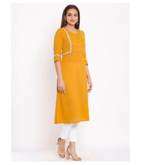 FabbibaPrints - Yellow Cotton Women's Straight Kurti - S