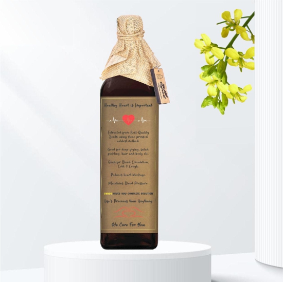 Stone Pressed Black Mustard Oil-1 L Glass Bottle