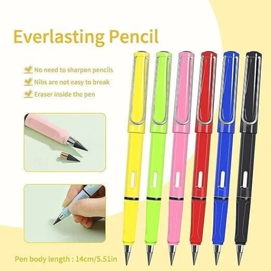 KIT & CO Pen Shape Pencil Everlasting Pencil Inkless Pencils Eternal Portable Reusable Erasable Infinite Replaceable Graphite Nib Birthday Party Return Gift for Kids pack of-4