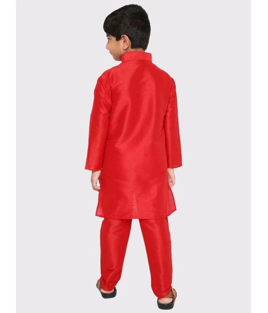 Maharaja - Red Silk Boys Kurta Sets ( Pack of 1 ) - None