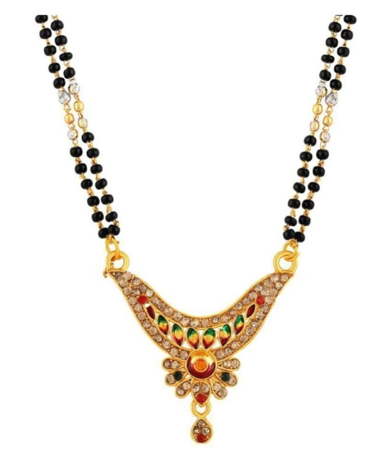 Asmitta Fancy Meenakari Work Gold Plated Matinee Style Mangalsutra For Women - Golden