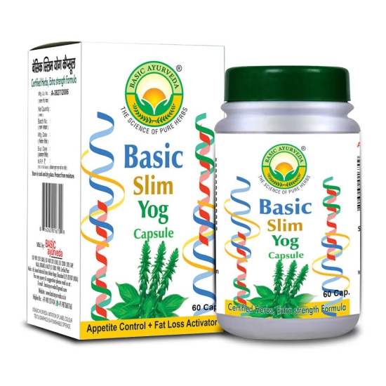 Basic Ayurveda Basic Slim Yog Capsule (60 Capsules) | Reduce extra fat and belly fat | Helpful in obesity and improves digestion | Helpful in oedema and boosts immunity | Helps to reduce weight n