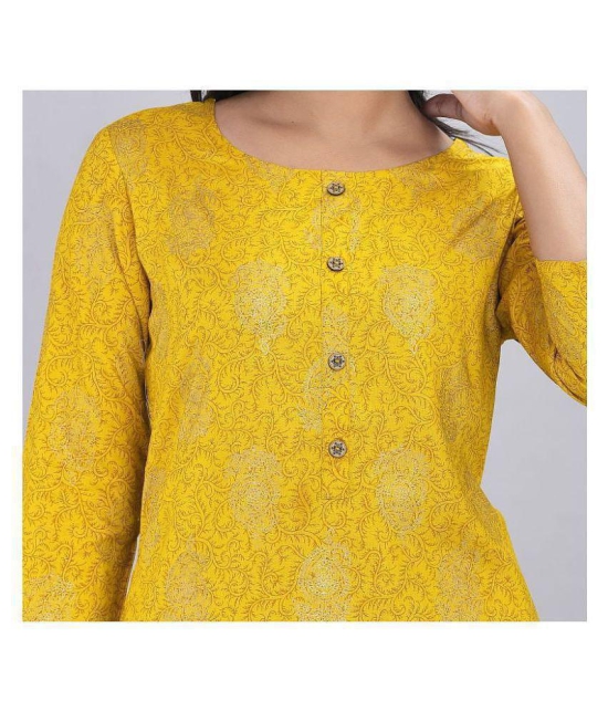 Kbz Yellow Rayon Straight Kurti - XXL