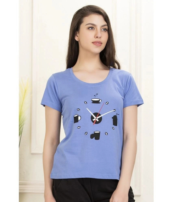 Clovia Cotton Night T-Shirt - Blue - None