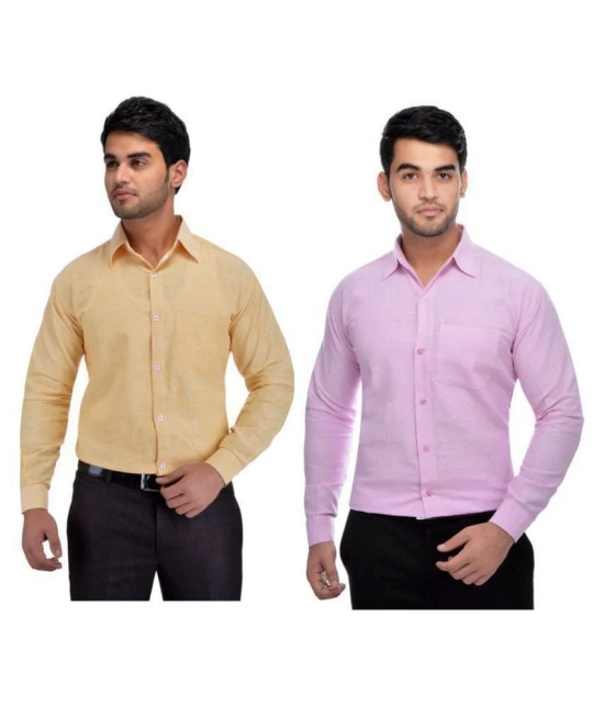 DESHBANDHU DBK Cotton Regular Fit Full Sleeves Mens Formal Shirt - Multi ( Pack of 2 ) - None