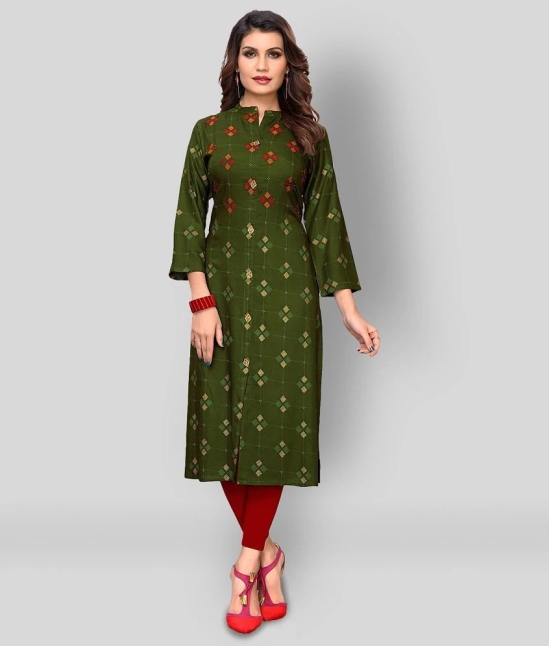 Vbuyz - Green Rayon Womens Front Slit Kurti ( Pack of 1 ) - XL