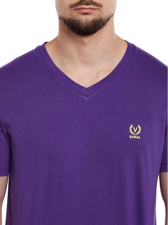 Vimal Jonney Purple V-Neck T-Shirt - None