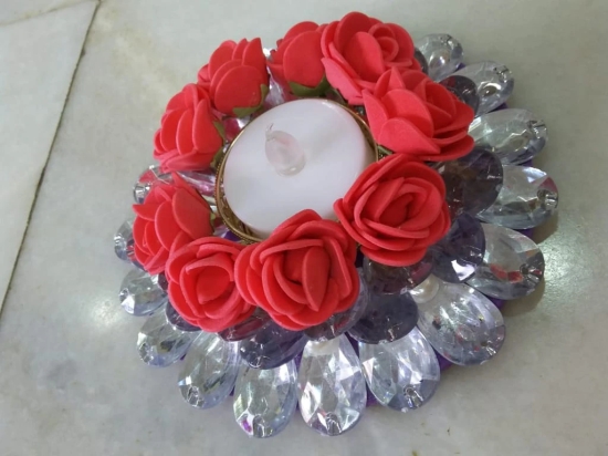 Red Flower Floating Candle Holder