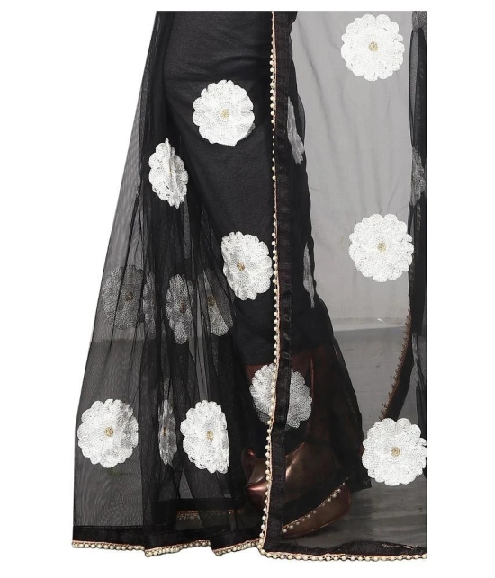 Gazal Fashions Black,White Net Saree