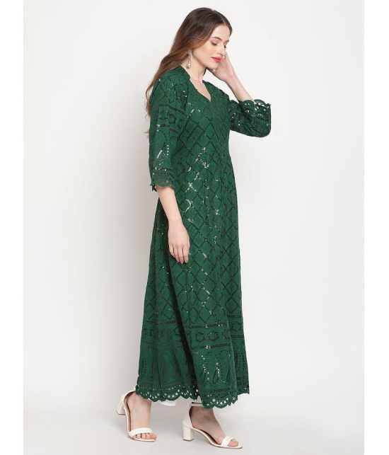 Queenley - Green Cotton Women's Flared Kurti - None