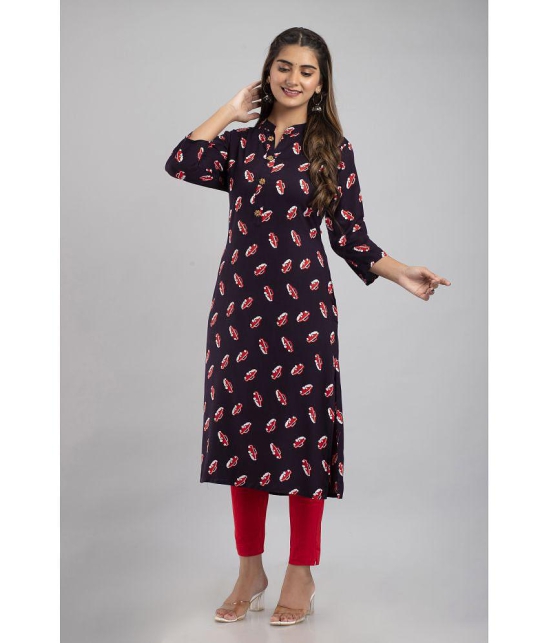 MAUKA - Blue Rayon Womens Straight Kurti ( Pack of 1 ) - None